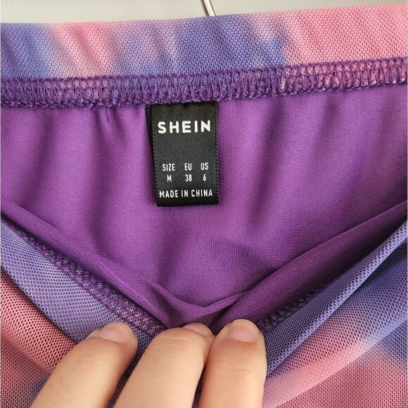 SHEIN Two Piece Pink and Purple Tie Dye Crop Top and Skirt Set - Picture 5 of 8